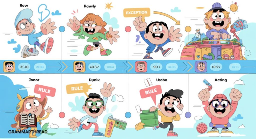 Grammar in Action: Rules and Exceptions